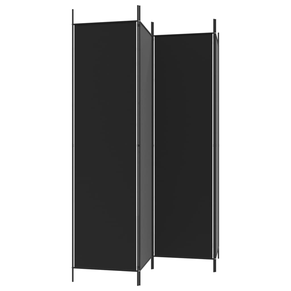 vidaXL 4-Panel Room Divider Black 78.7"x78.7" Fabric