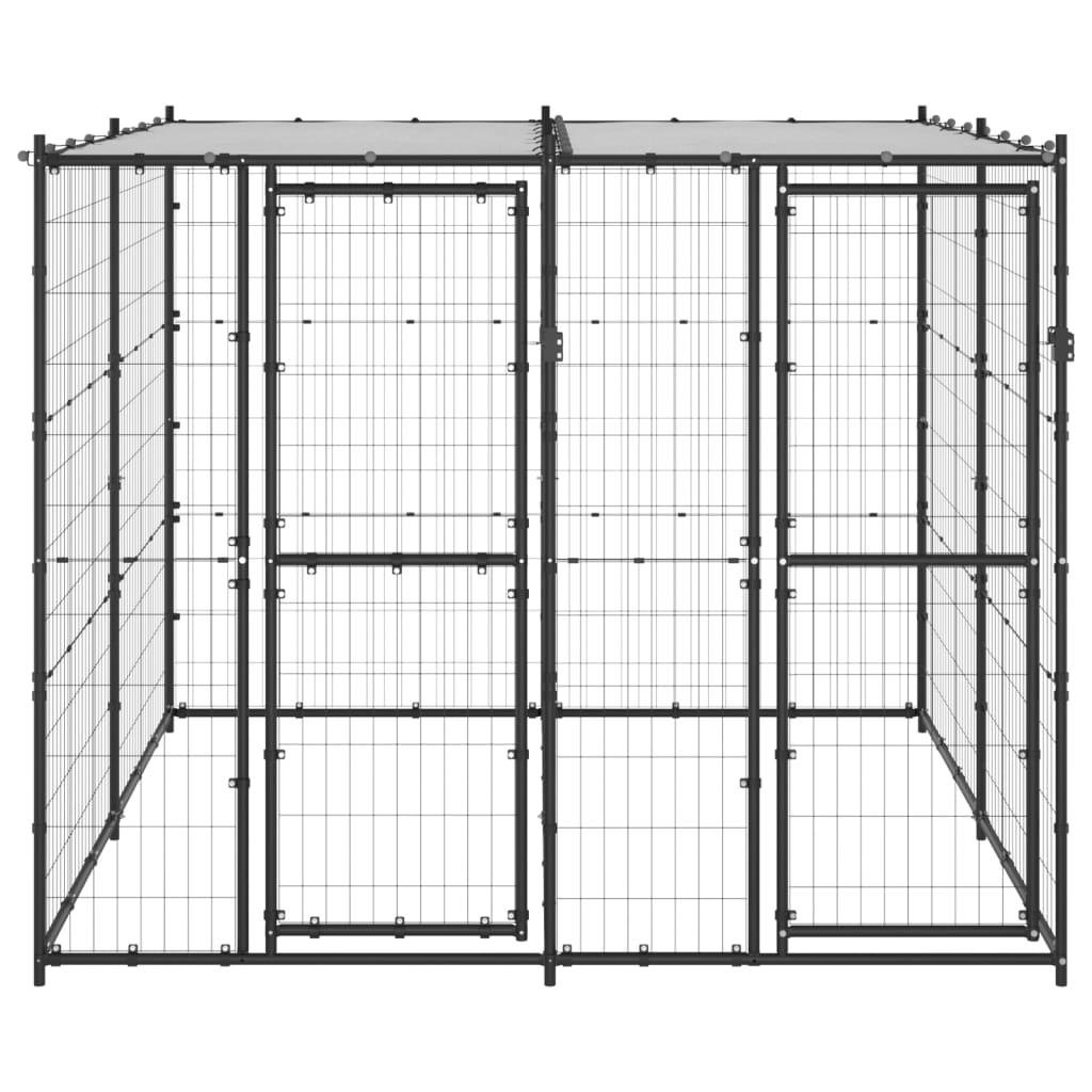 vidaXL Outdoor Dog Kennel Steel with Roof 52.1 ft²