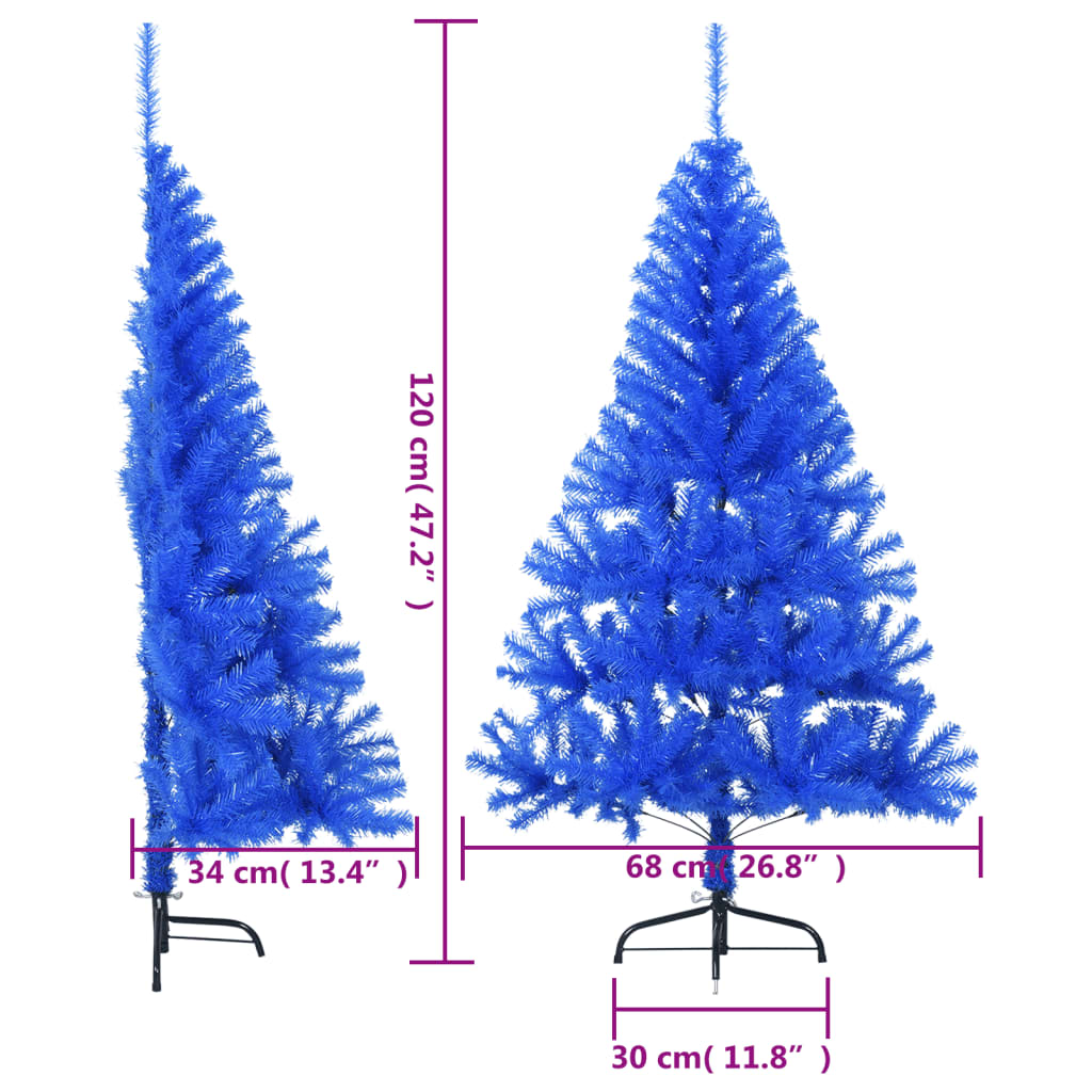 vidaXL Artificial Half Christmas Tree with Stand Blue 4 ft PVC