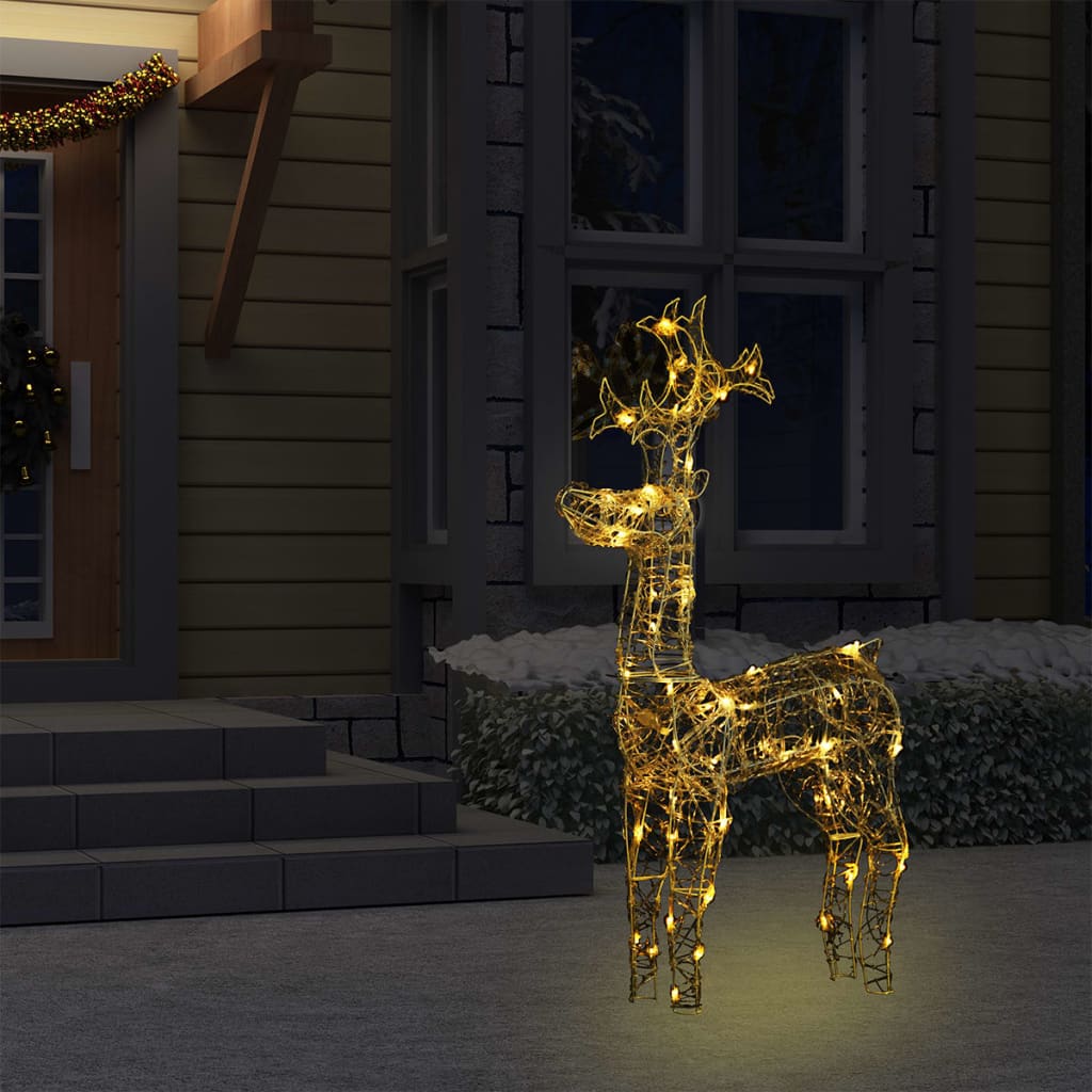 vidaXL Reindeer Christmas Decoration 90 LEDs 2x1x3 ft Acrylic