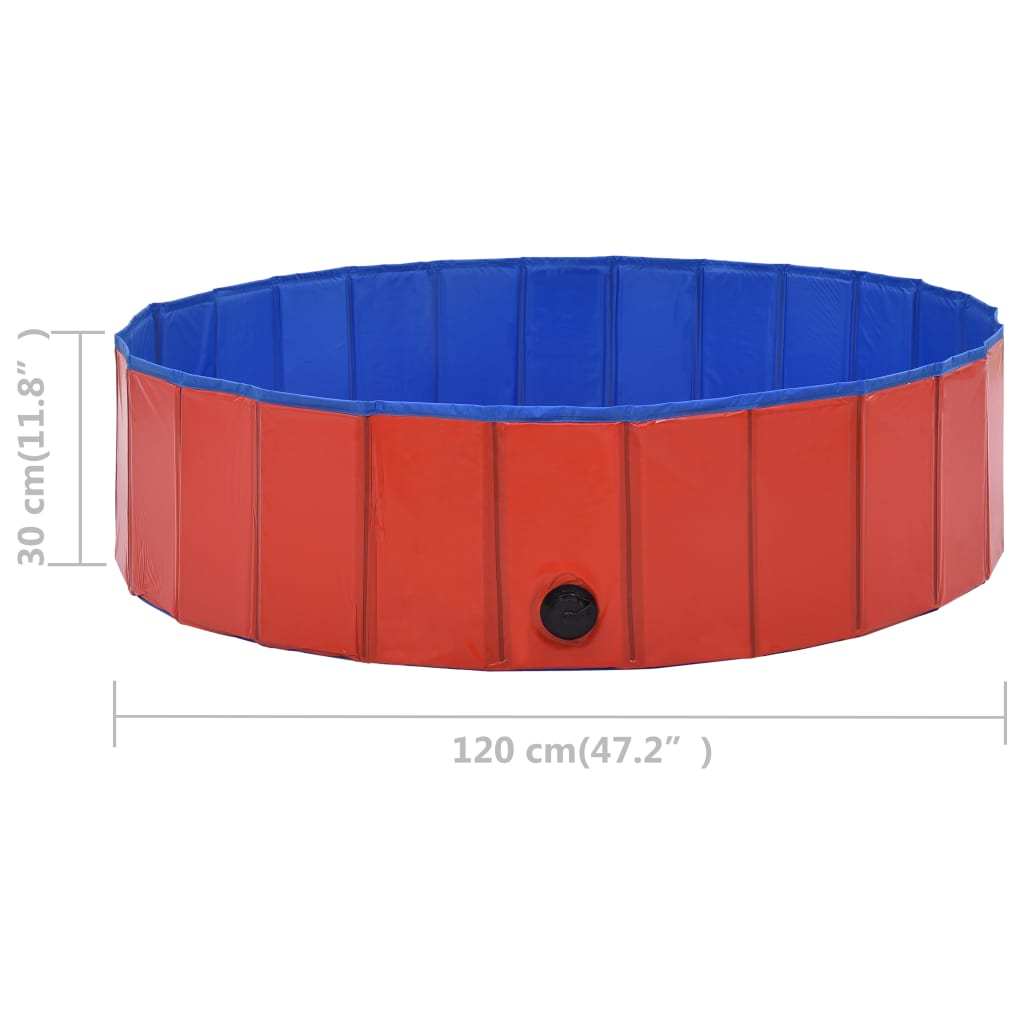 vidaXL Foldable Dog Swimming Pool Red 47.2"x11.8" PVC