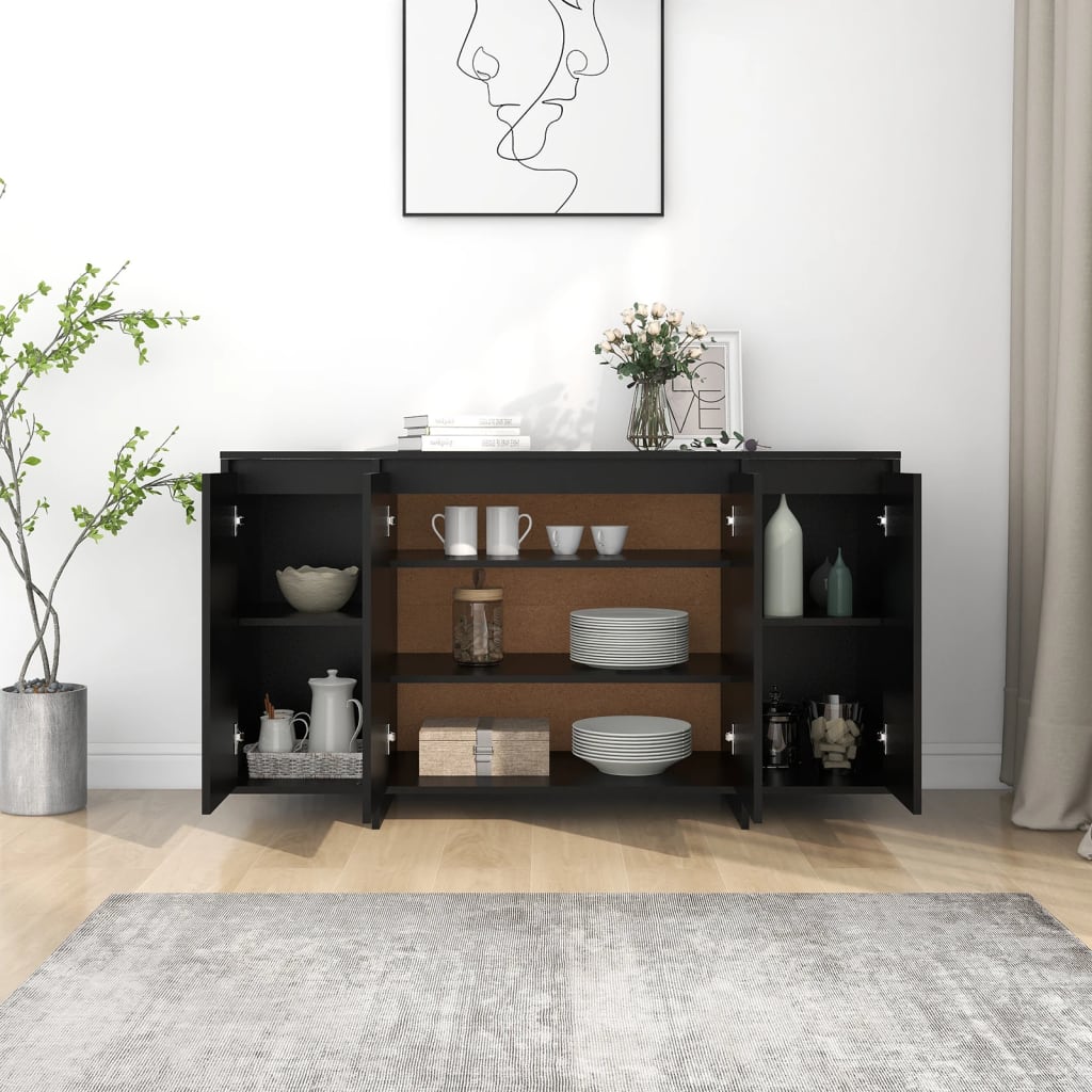 vidaXL Sideboard Black 53.1"x16.1"x29.5" Engineered Wood