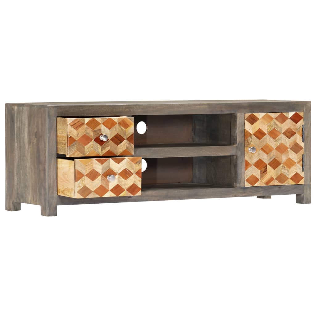 vidaXL TV Cabinet Gray 47.2"x11.8"x15.8" Solid Mango Wood