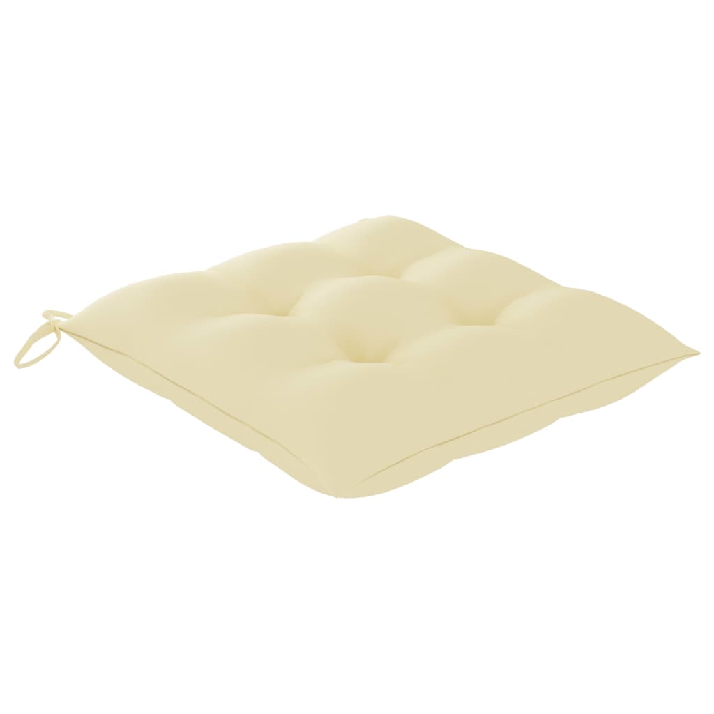 vidaXL 3 Piece Bistro Set with Cream White Cushions Solid Teak Wood
