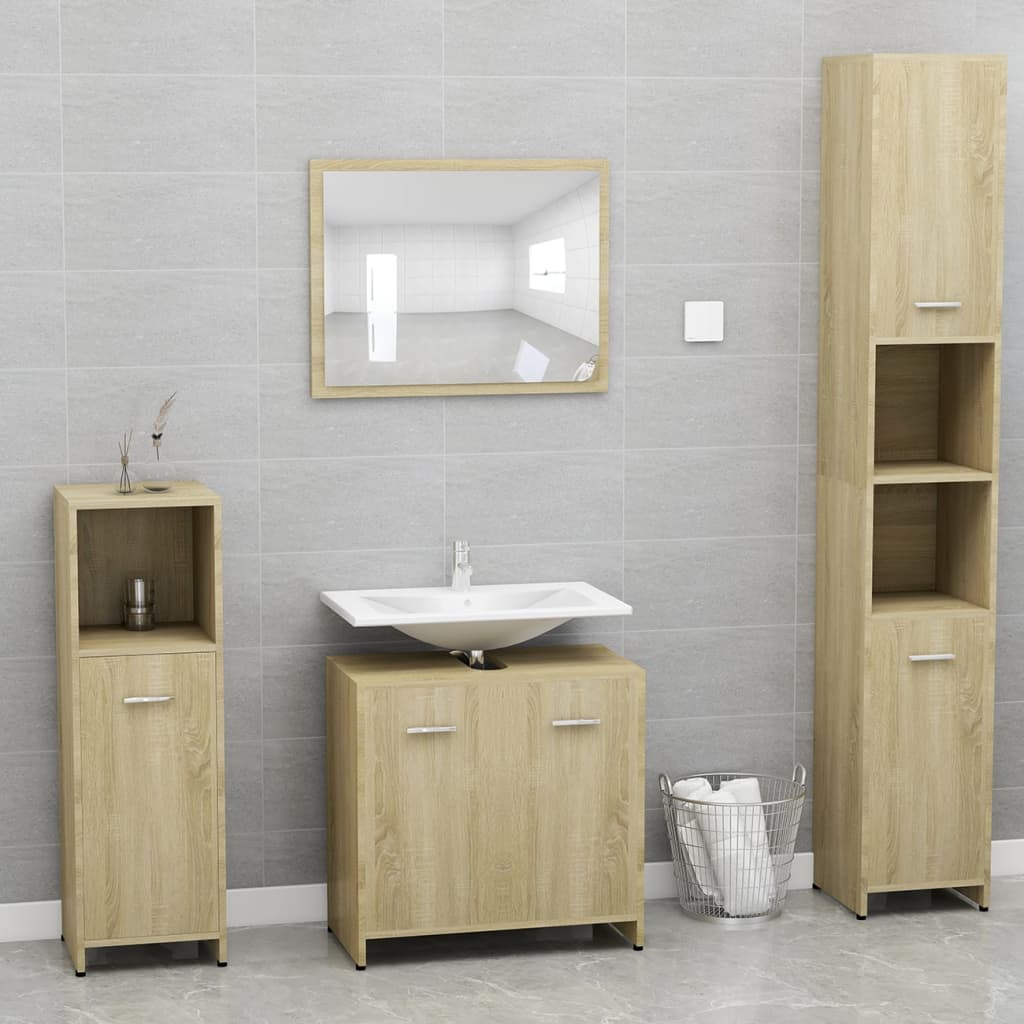 vidaXL Bathroom Cabinet Sonoma Oak 23.6"x13"x24" Chipboard