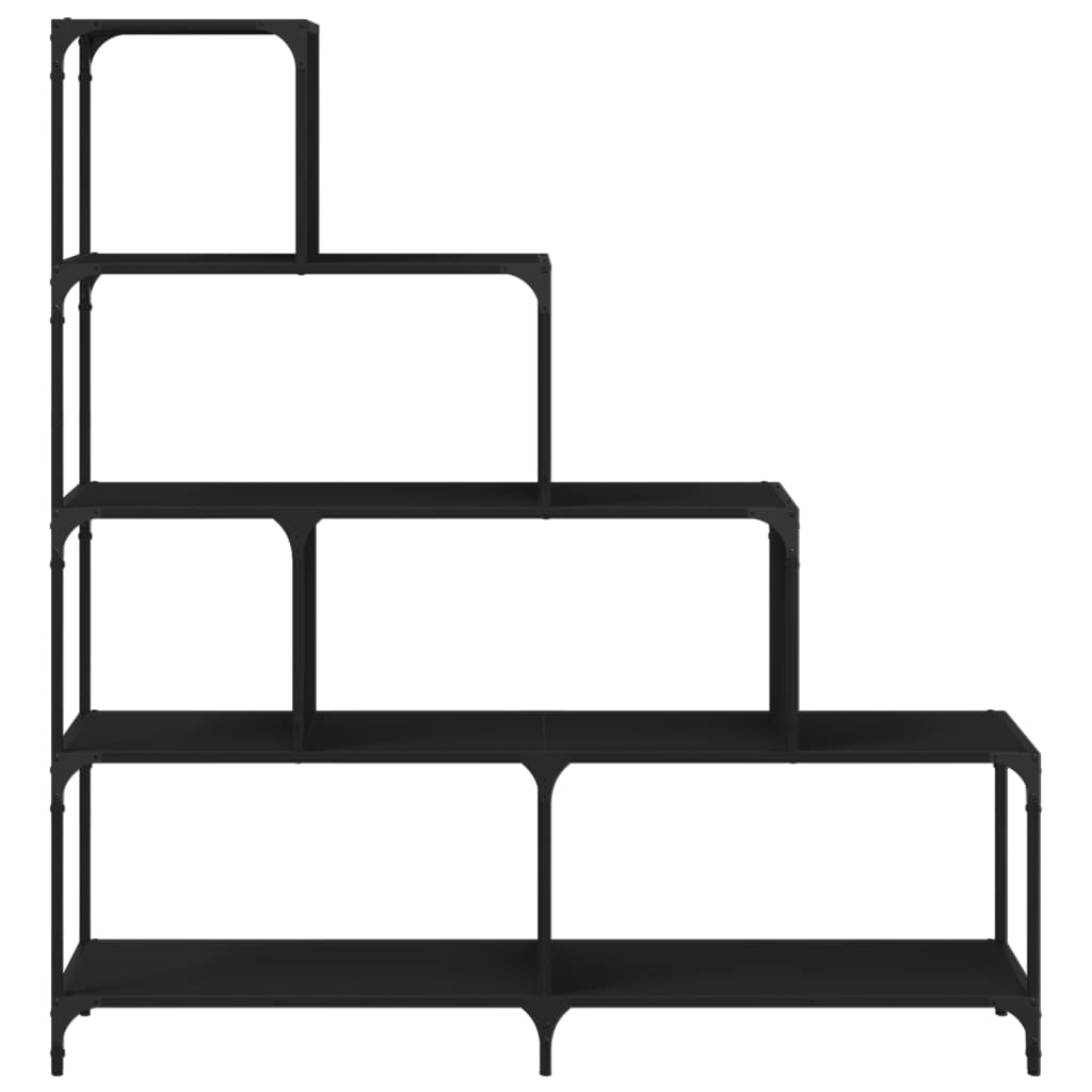 vidaXL Bookcase 4-Stair Black 54.7"x13.2"x58.7" Engineered Wood