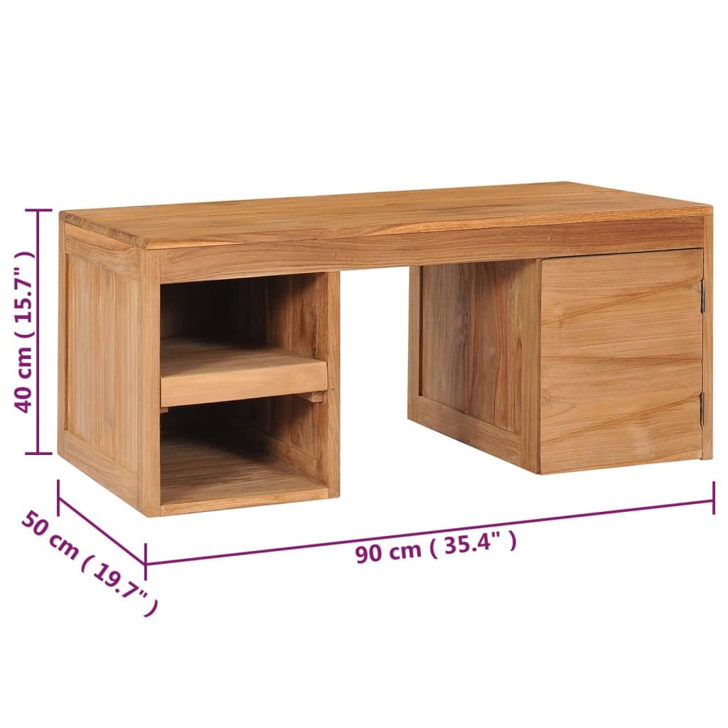 vidaXL Coffee Table 35.4"x19.7"x15.7" Solid Teak Wood
