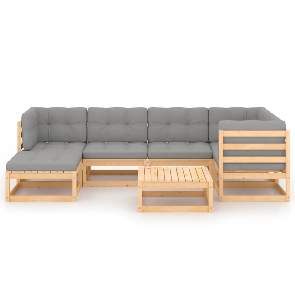 vidaXL 7 Piece Patio Lounge Set with Cushions Solid Wood Pine