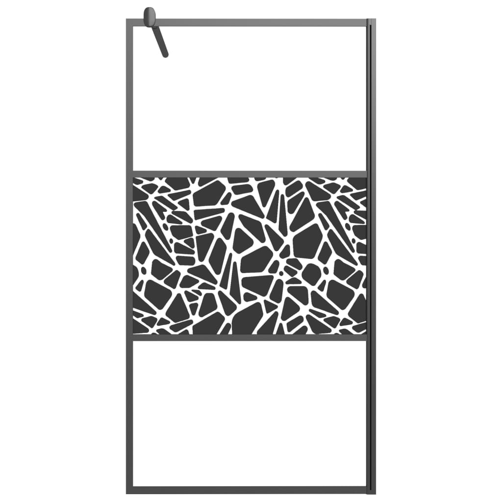 vidaXL Walk-in Shower Wall 39.4"x76.8" ESG Glass with Stone Design Black