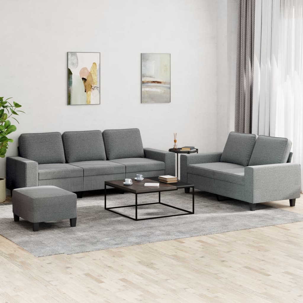 vidaXL 3 Piece Sofa Set Dark Gray Fabric