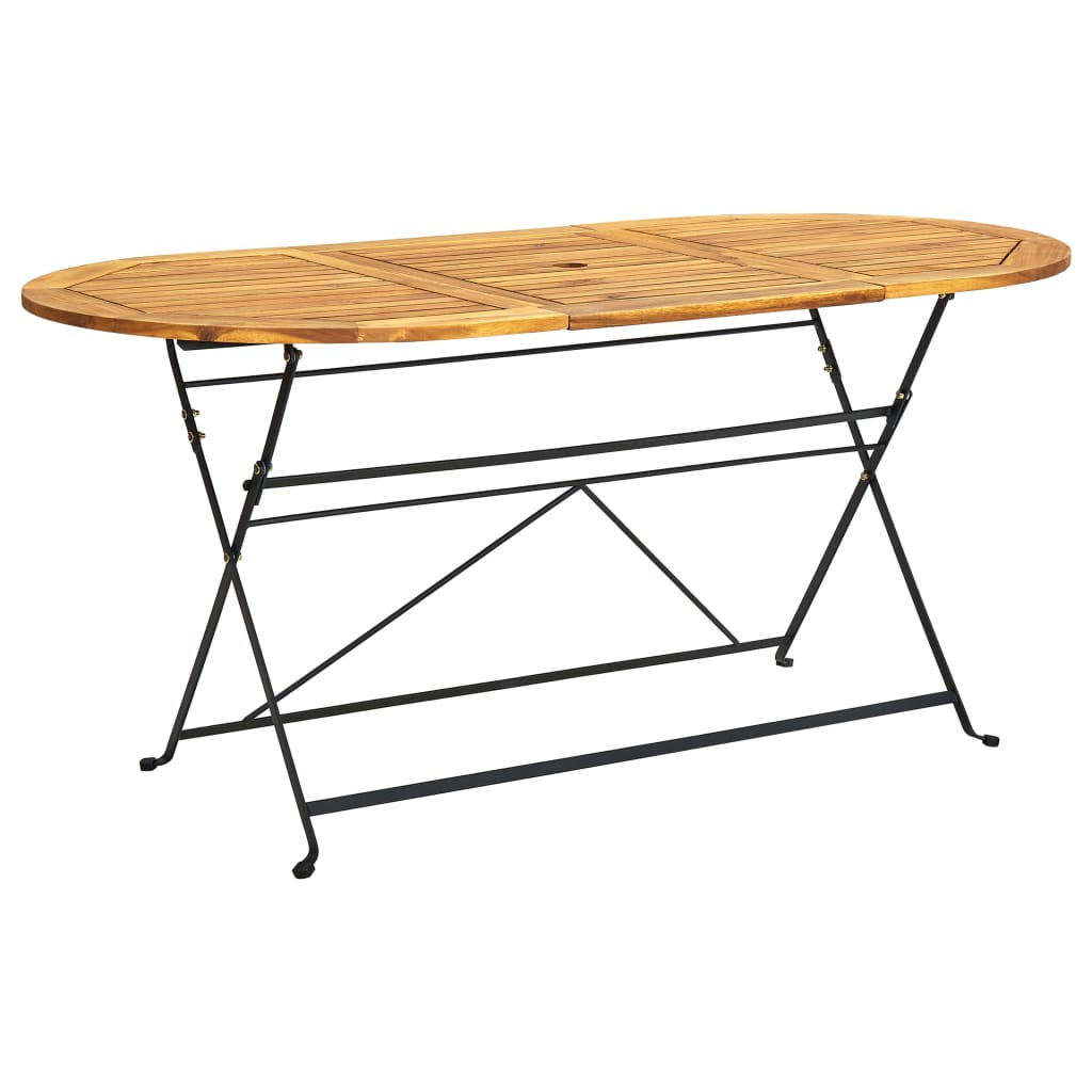 vidaXL Patio Table 63"x33.5"x29.1" Solid Acacia Wood Oval