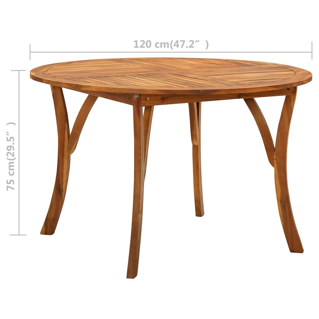 vidaXL Patio Table Ø47.2" Solid Acacia Wood
