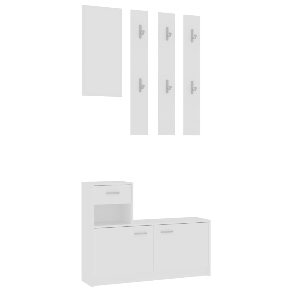 vidaXL Hallway Unit White 39.4"x9.8"x30.1" Chipboard