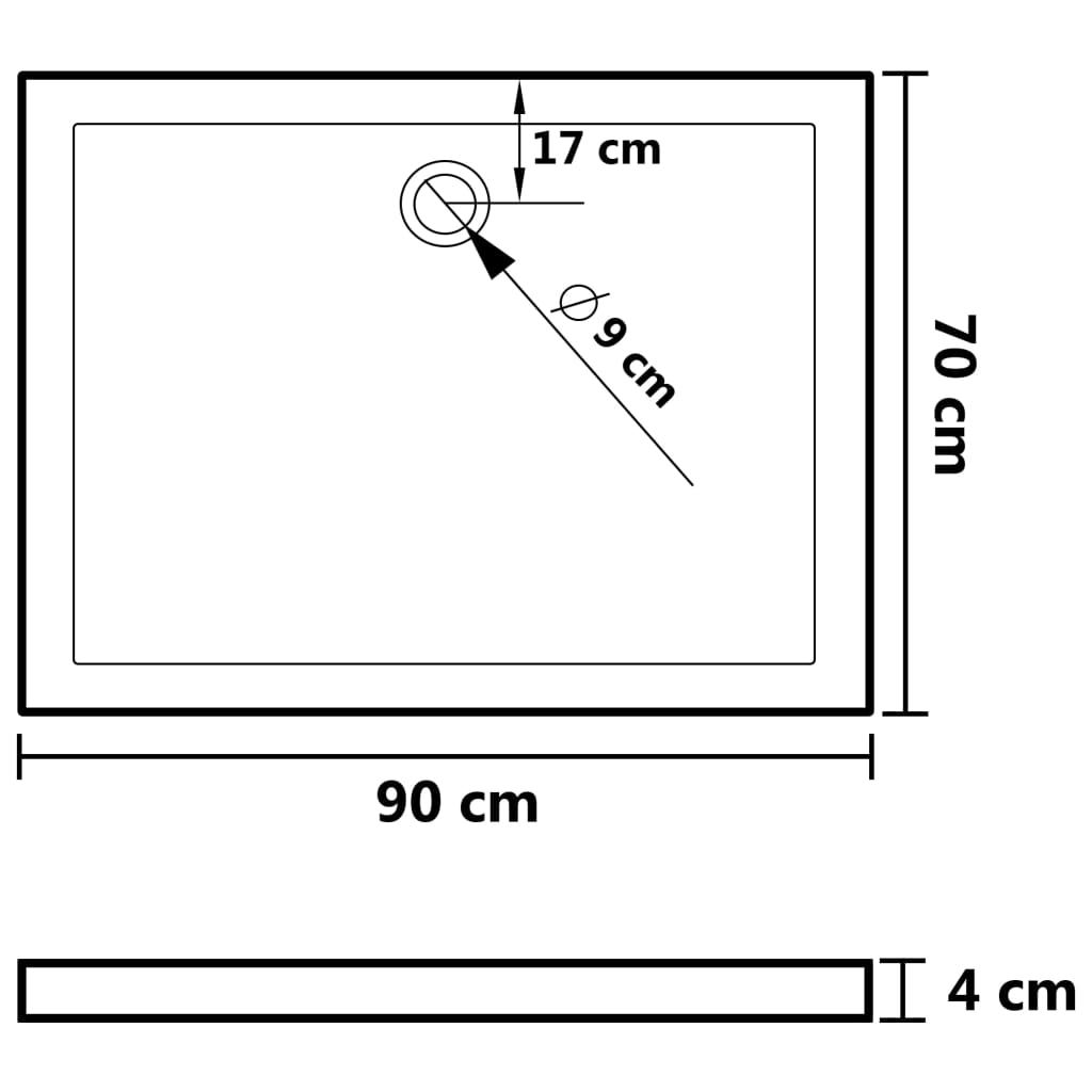 vidaXL Rectangular ABS Shower Base Tray 27.6"x35.4"