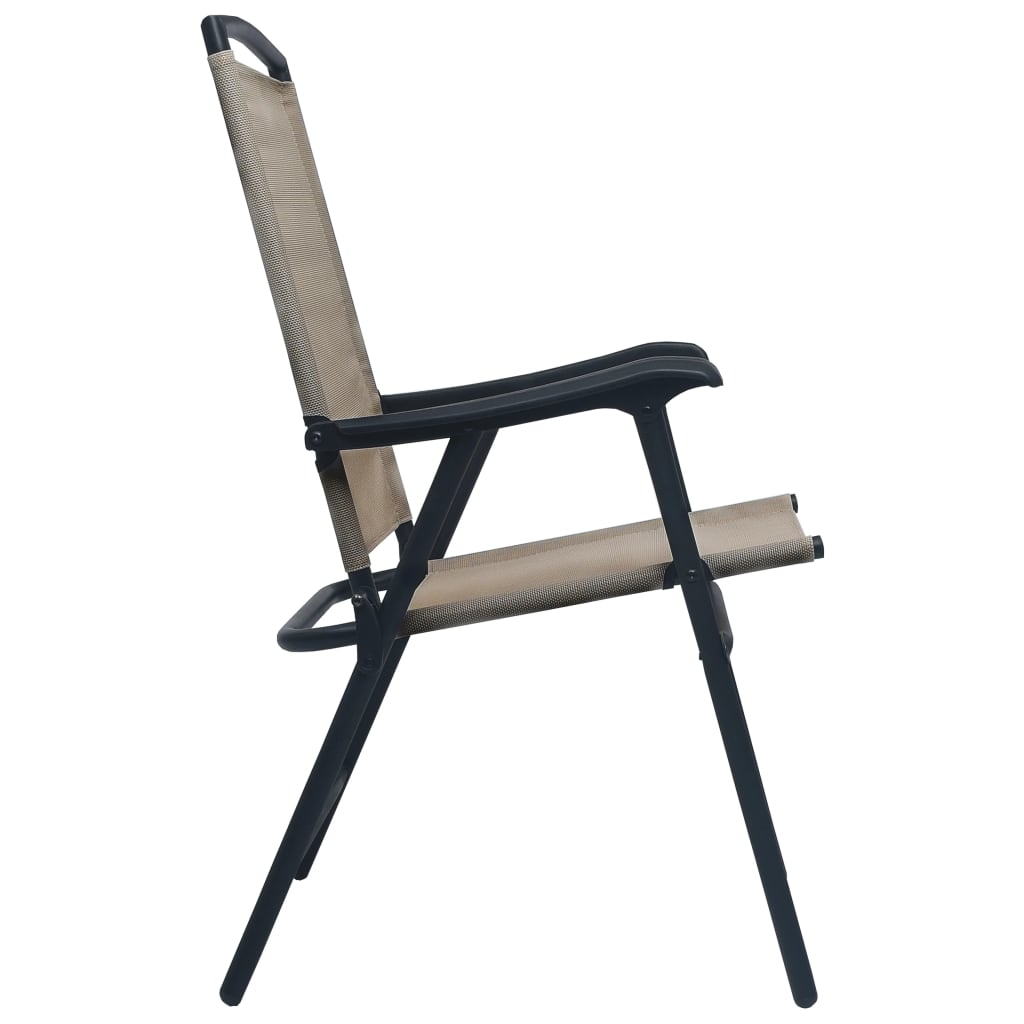 vidaXL Folding Patio Chairs 2 pcs Texilene Taupe
