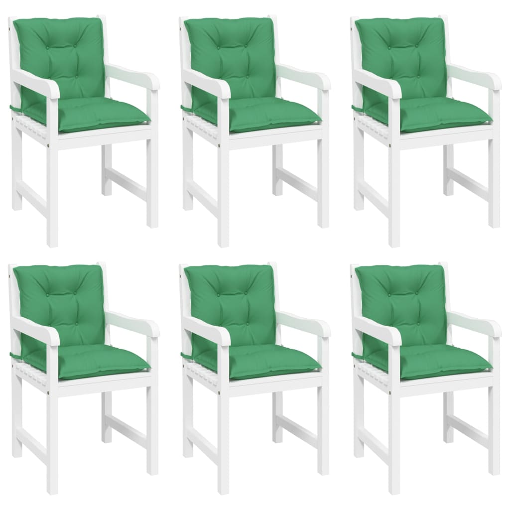 vidaXL Garden Lowback Chair Cushions 6 pcs Green 39.4"x19.7"x2.8" Fabric
