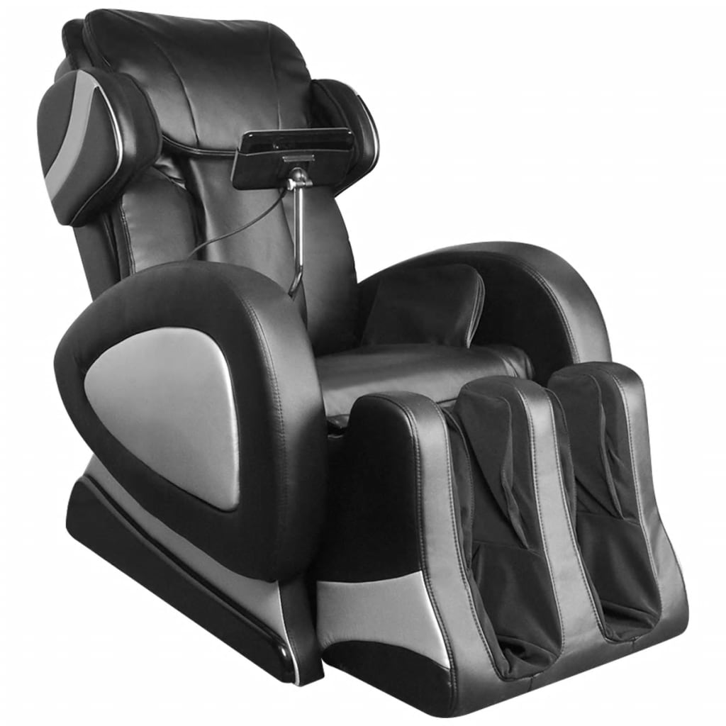 vidaXL Recliner Massage Chair with Super Screen Black Faux Leather