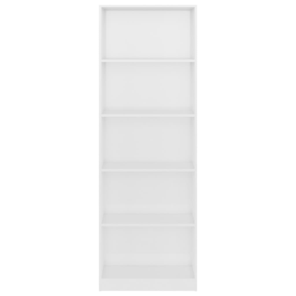 vidaXL 5-Tier Book Cabinet High Gloss White 23.6"x9.4"x68.9" Engineered Wood