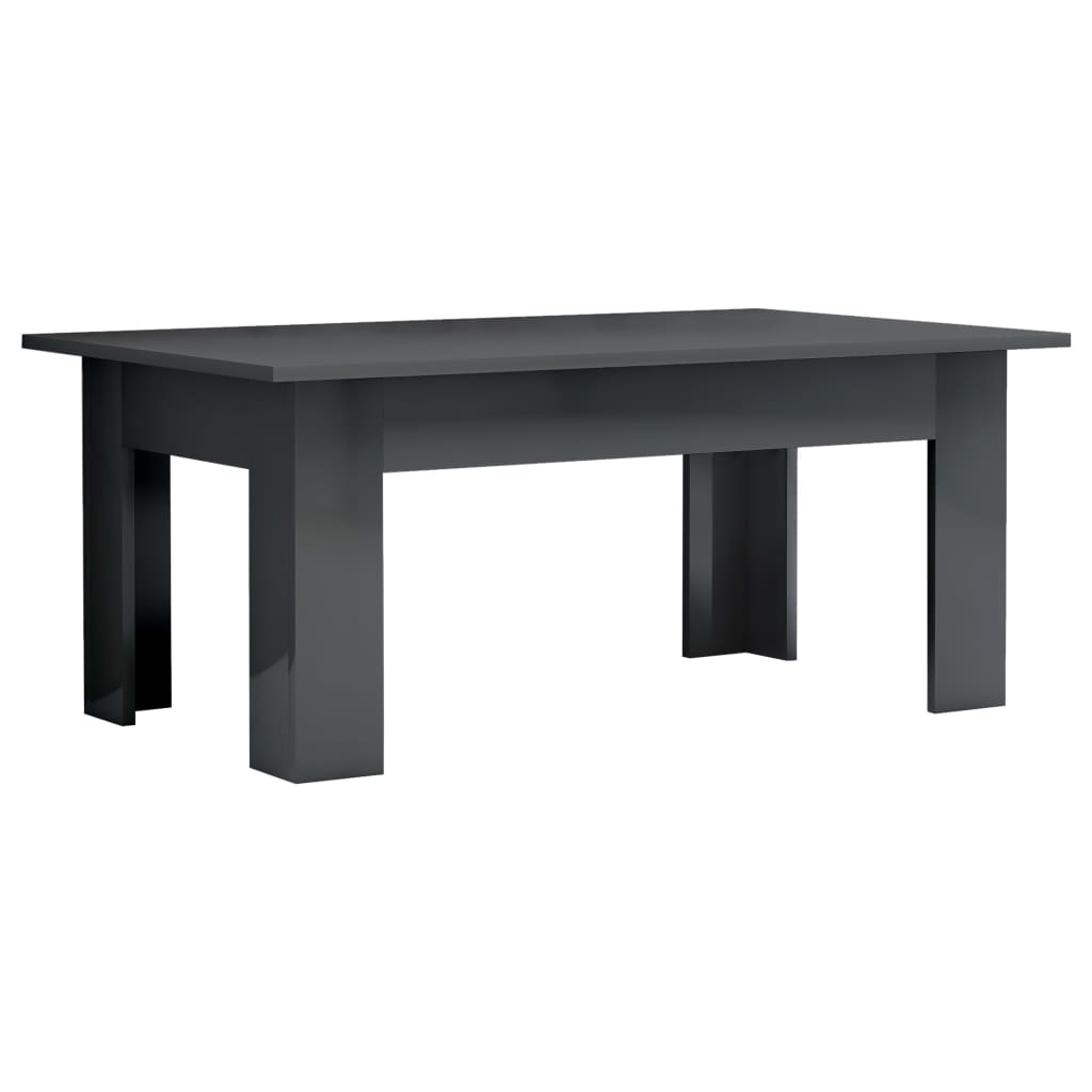 vidaXL Coffee Table High Gloss Gray 39.4"x23.6"x16.5" Engineered Wood