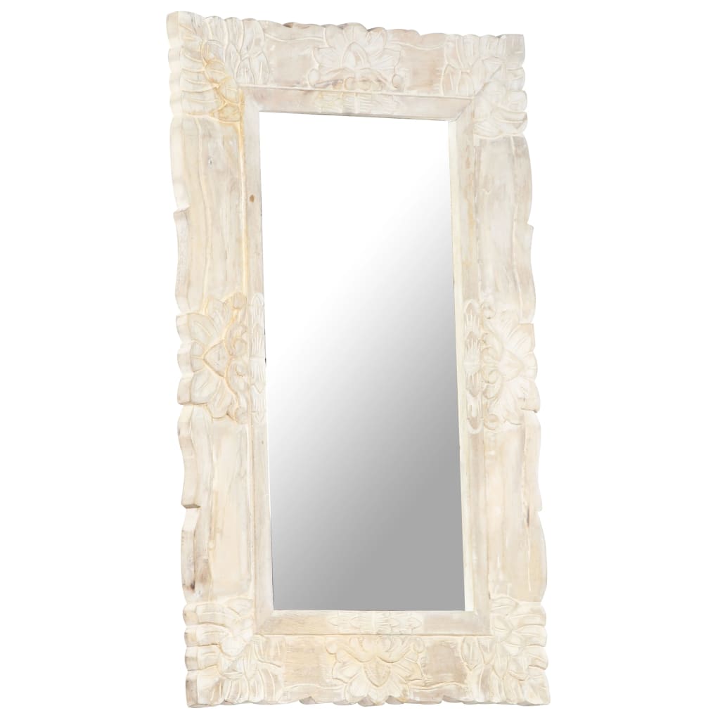 vidaXL Mirror White 31.5"x19.7" Solid Mango Wood