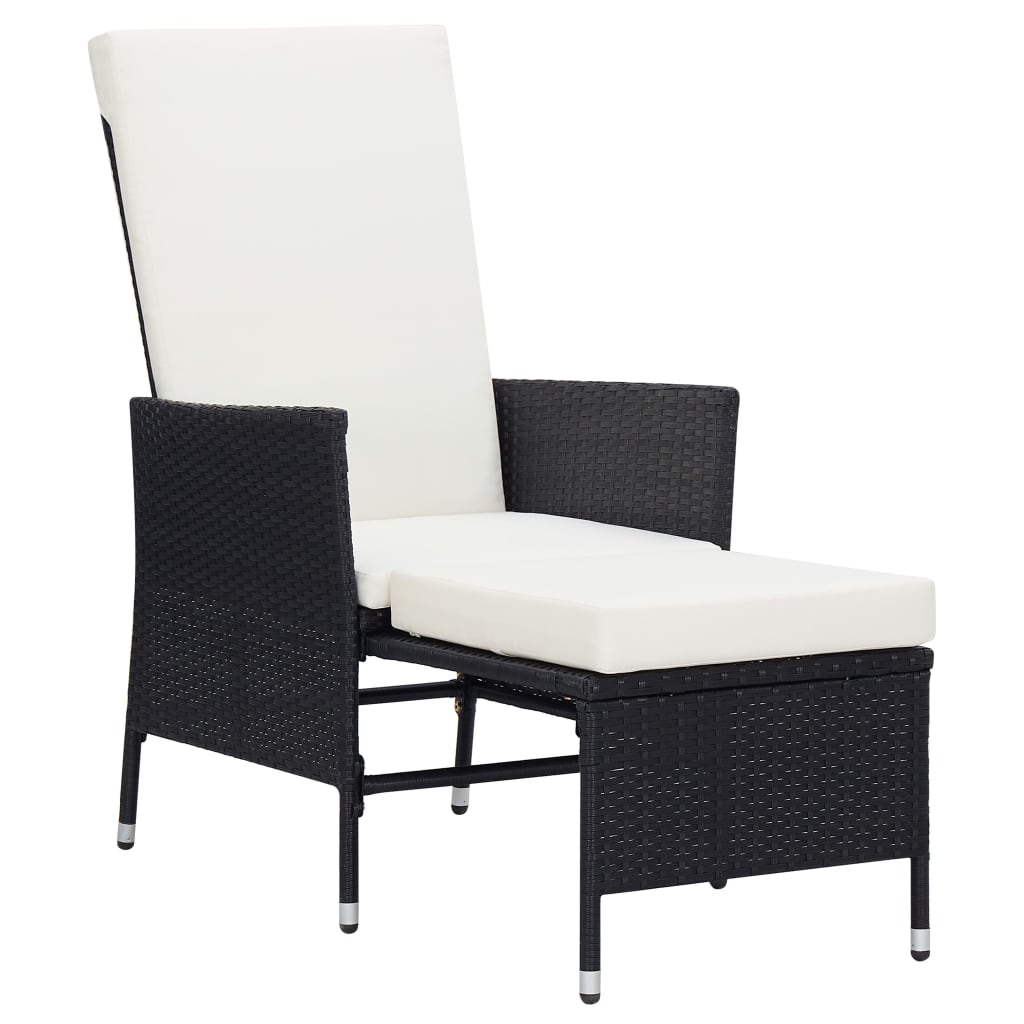 vidaXL 2 Piece Patio Lounge Set with Cushions Poly Rattan Black