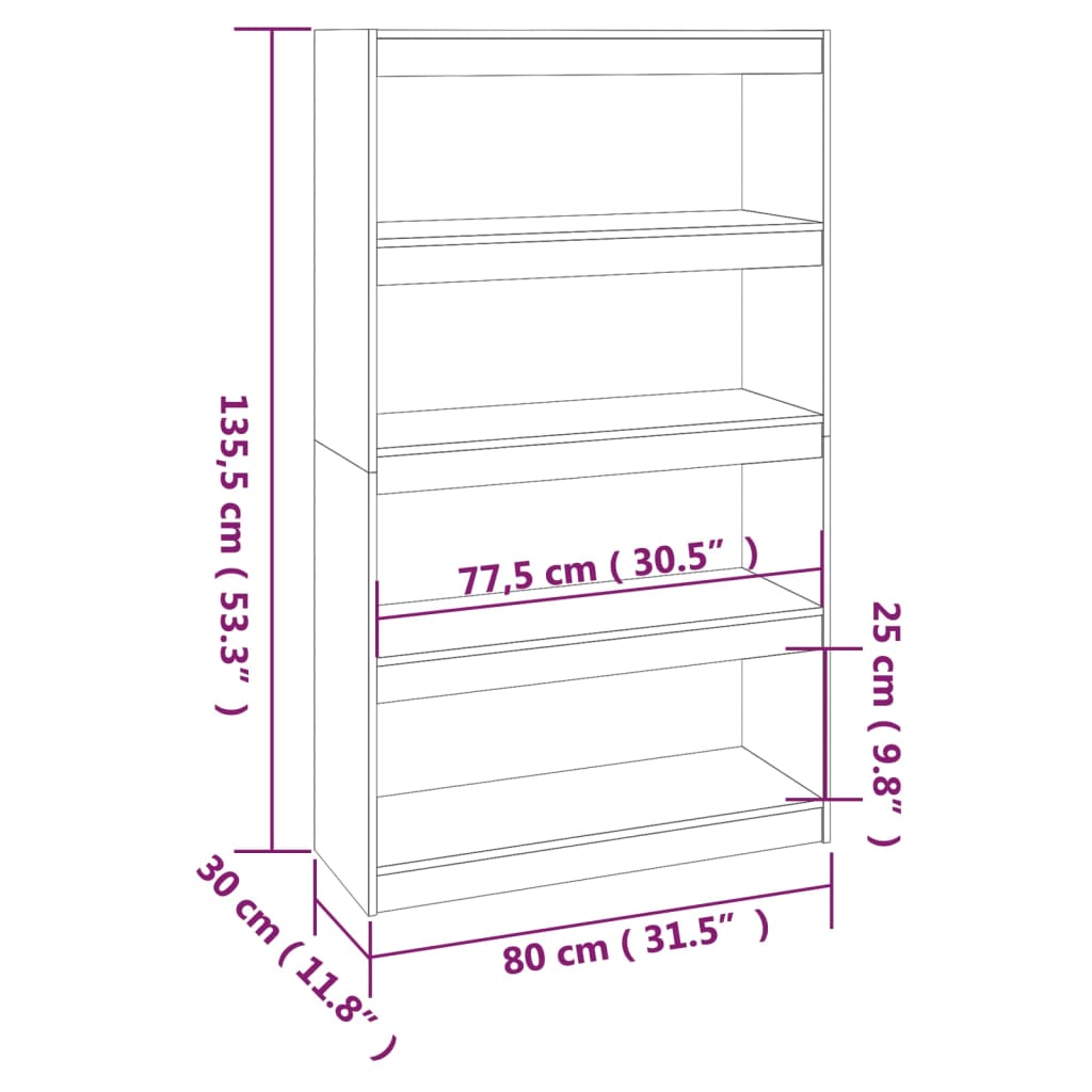 vidaXL Book Cabinet/Room Divider White 31.5"x11.8"x53.3" Solid Wood Pine