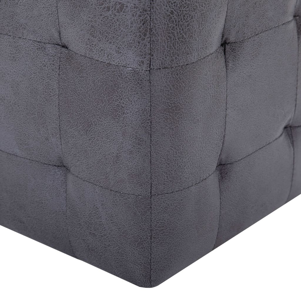vidaXL Pouffe 2 pcs Gray 11.8"x11.8"x11.8" Faux Suede Leather