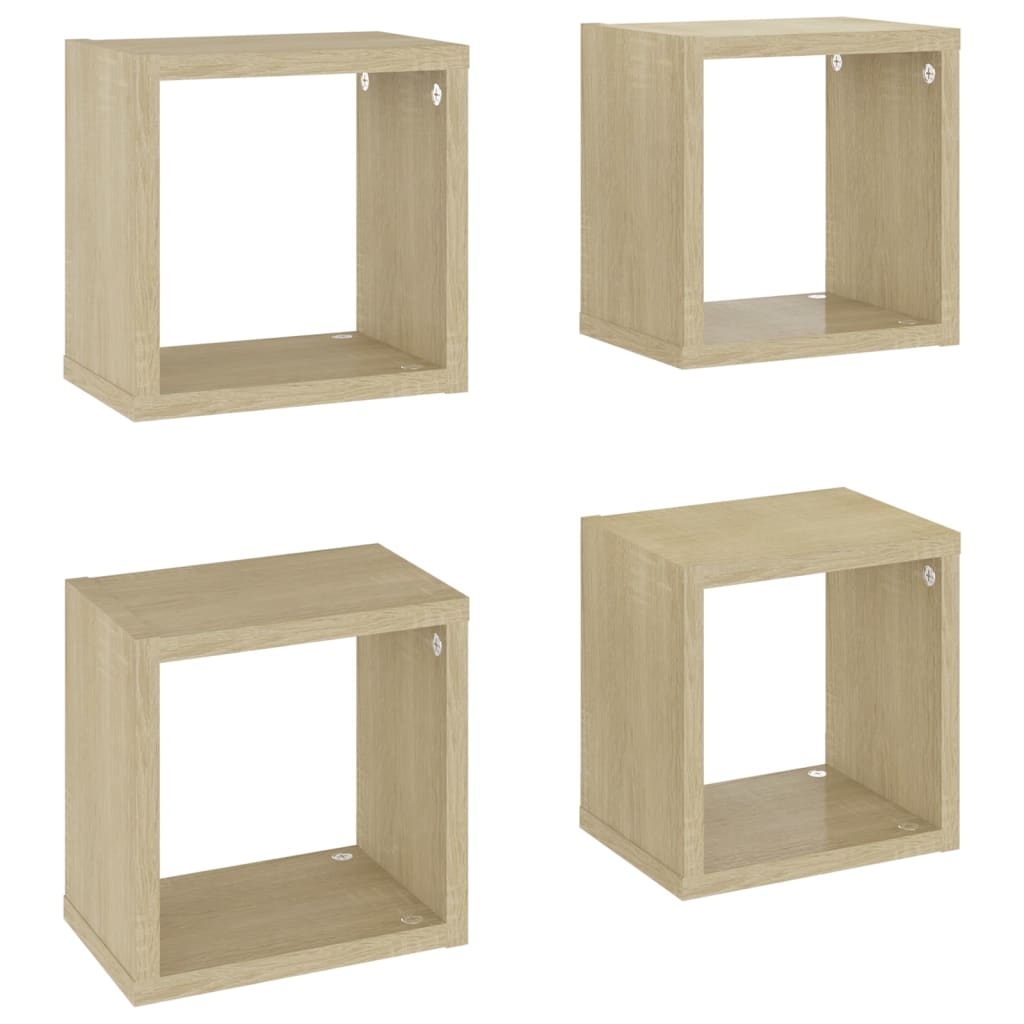 vidaXL Wall Cube Shelves 4 pcs Sonoma Oak 8.7"x5.9"x8.7"