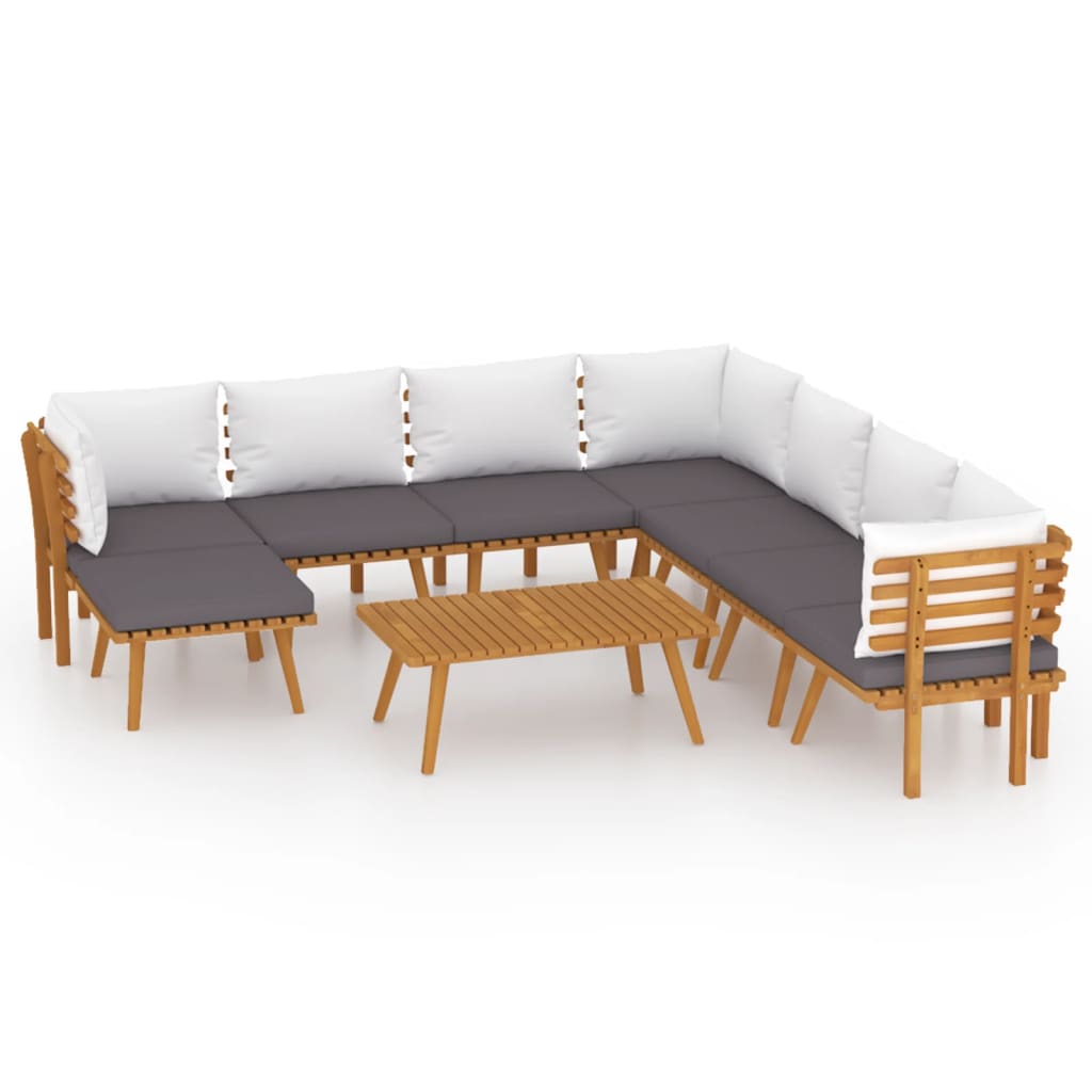 vidaXL 9 Piece Patio Lounge Set with Cushions Solid Acacia Wood