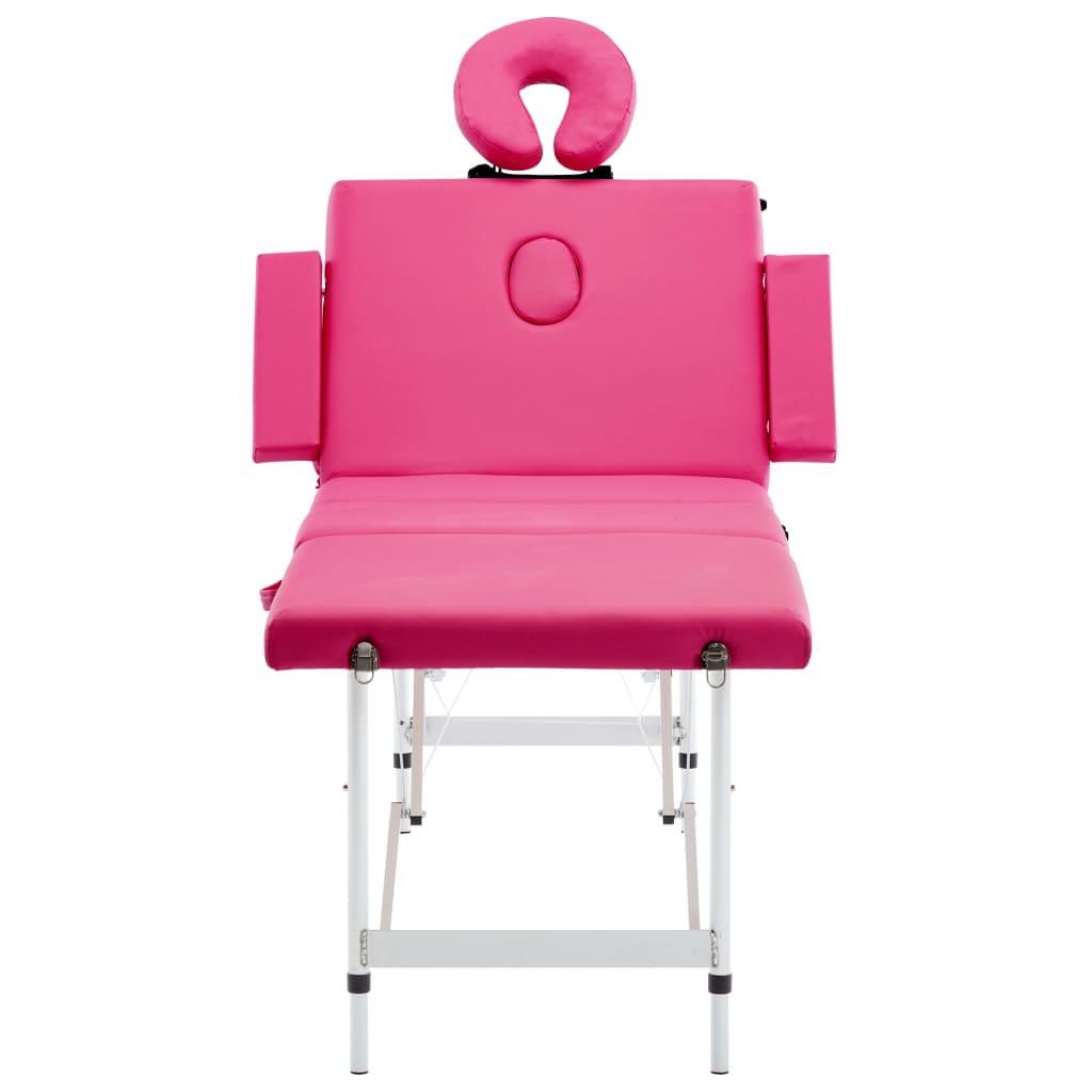 vidaXL Foldable Massage Table 4 Zones Aluminum Pink