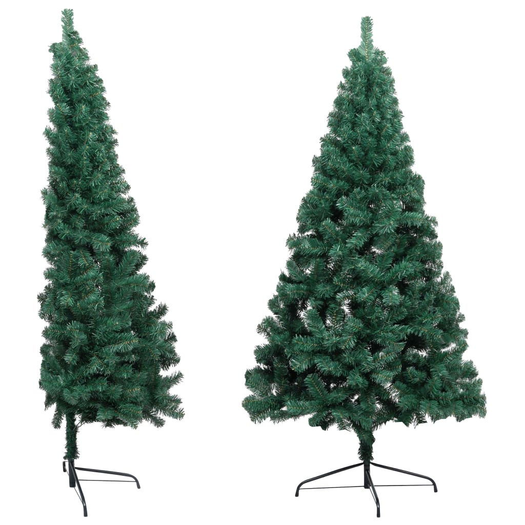 vidaXL Artificial Half Christmas Tree with LED&Stand Green 82.7" PVC