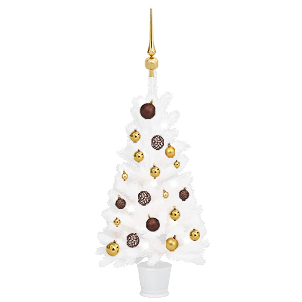 vidaXL Artificial Pre-lit Christmas Tree with Ball Set White 35.4"