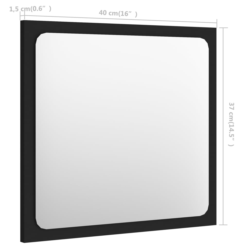 vidaXL Bathroom Mirror Black 15.7"x0.6"x14.6" Engineered Wood