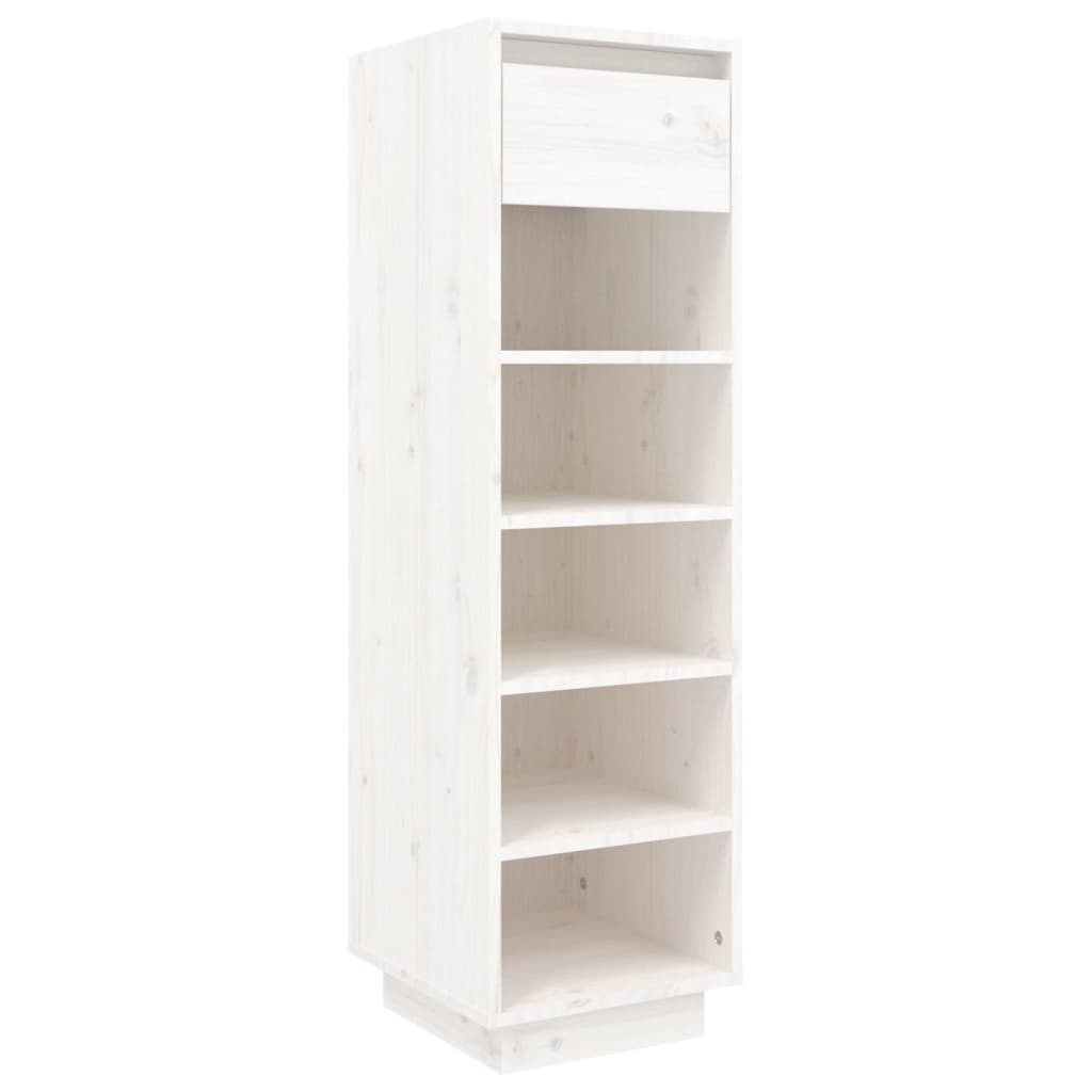 vidaXL Shoe Cabinet White 13.4"x11.8"x41.3" Solid Wood Pine