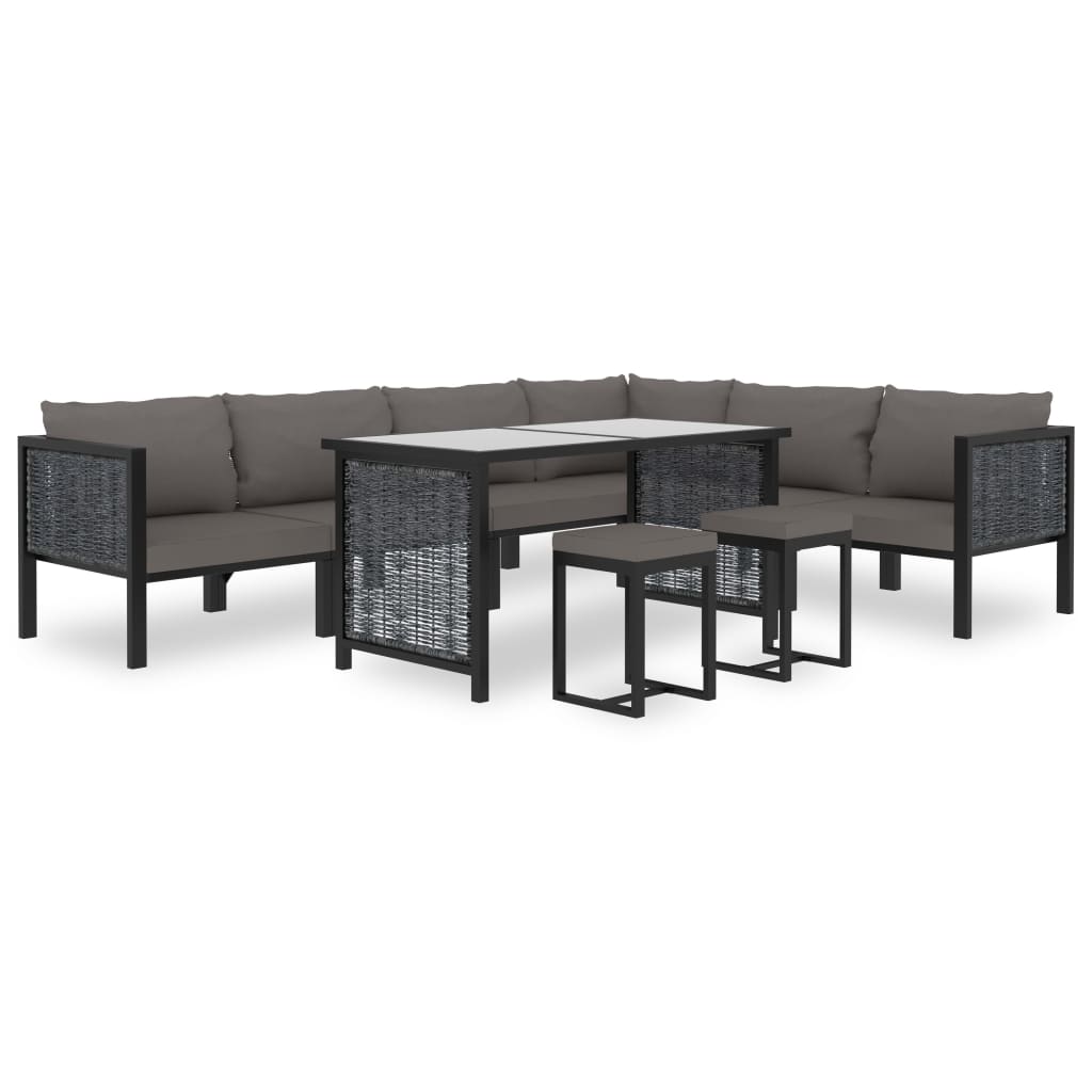 vidaXL 9 Piece Patio Lounge Set with Cushions Poly Rattan Anthracite