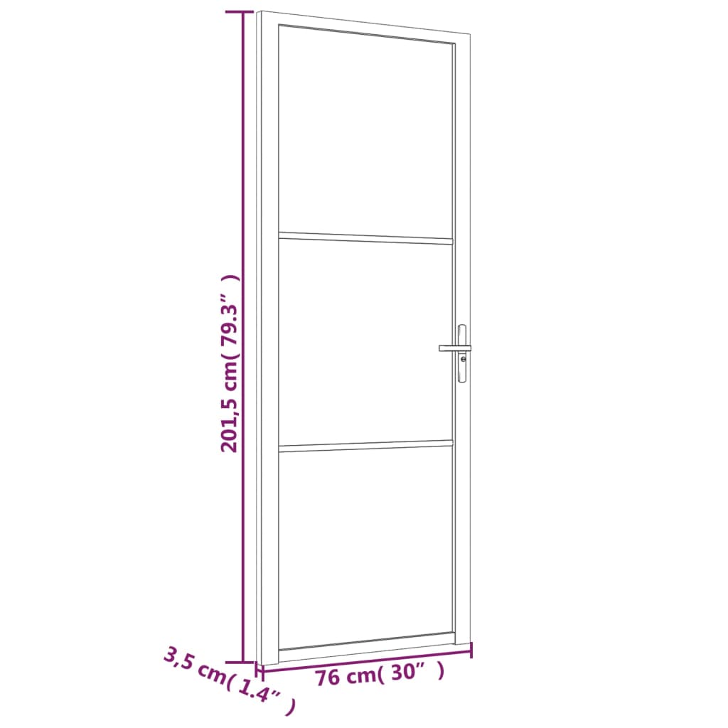 vidaXL Interior Door 29.9"x79.3" Black ESG Glass and Aluminum