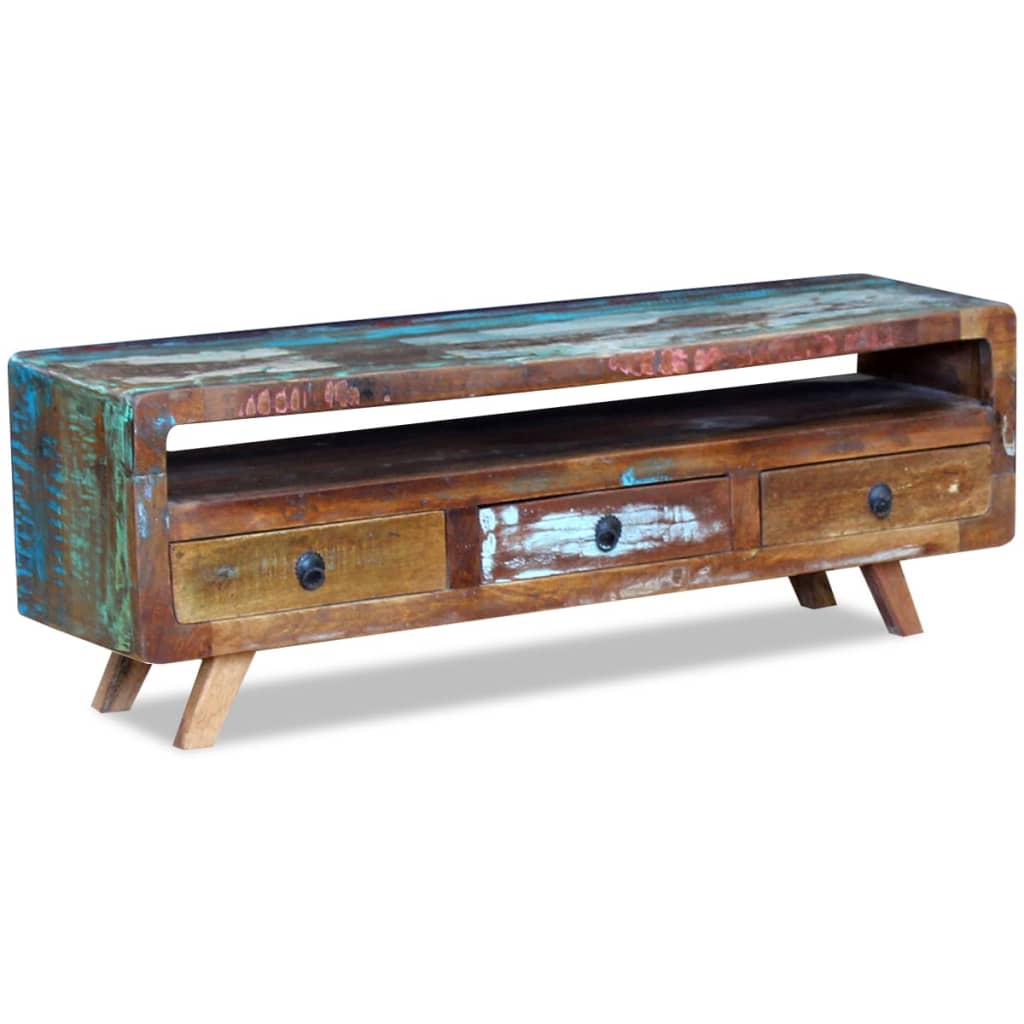 vidaXL TV Cabinet with 3 Drawers Solid Reclaimed Wood