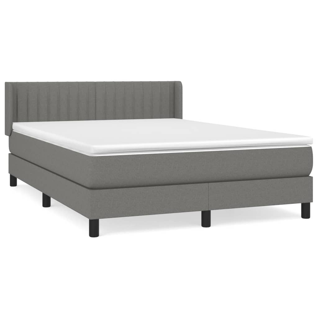 vidaXL Box Spring Bed with Mattress Dark Gray Full Fabric