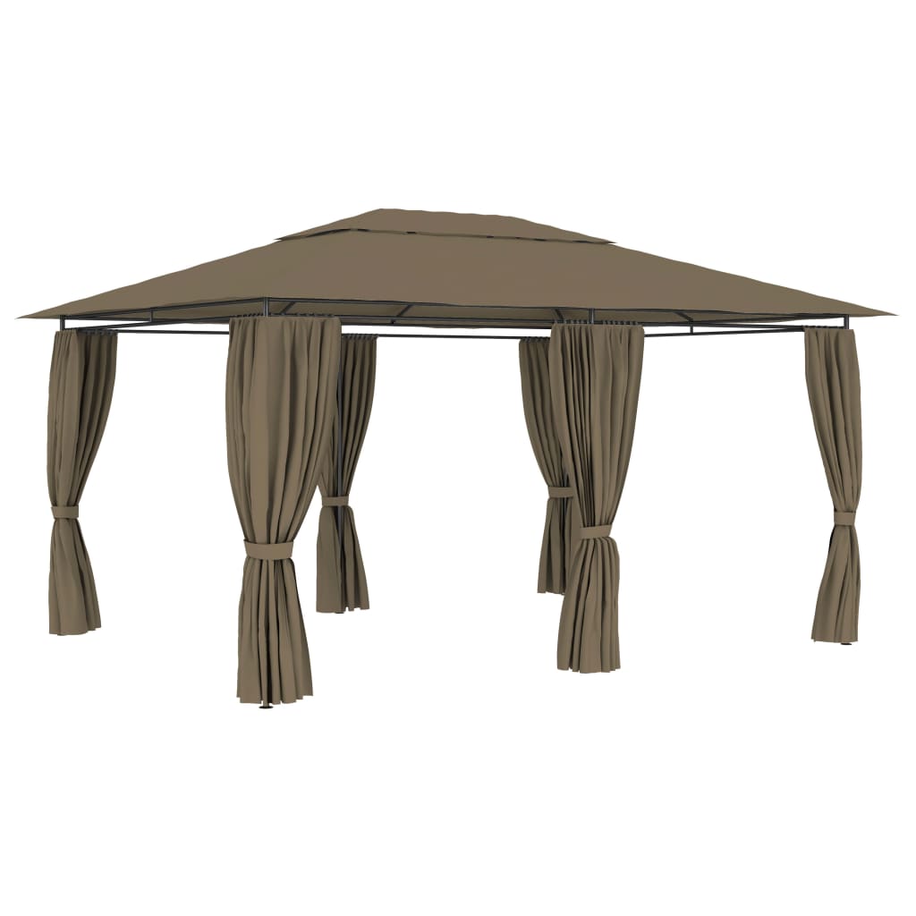 vidaXL Garden Marquee with Curtains 13.1'x9.8' Taupe 0.6 oz/ft²