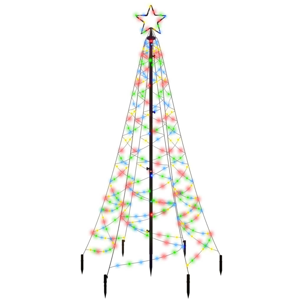 vidaXL Christmas Tree with Spike Colorful 200 LEDs 6 ft