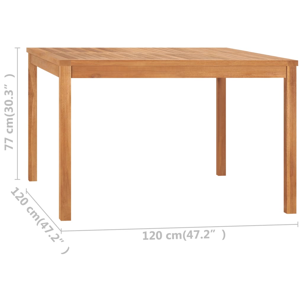 vidaXL Patio Dining Table 47.2"x47.2"x30.3" Solid Teak Wood