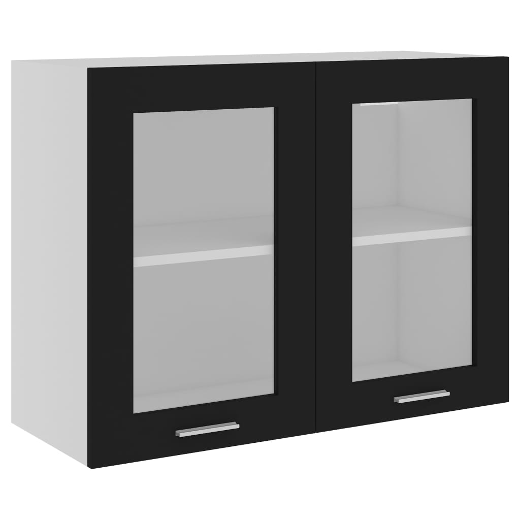 vidaXL Hanging Glass Cabinet Black 31.5"x12.2"x23.6" Engineered Wood