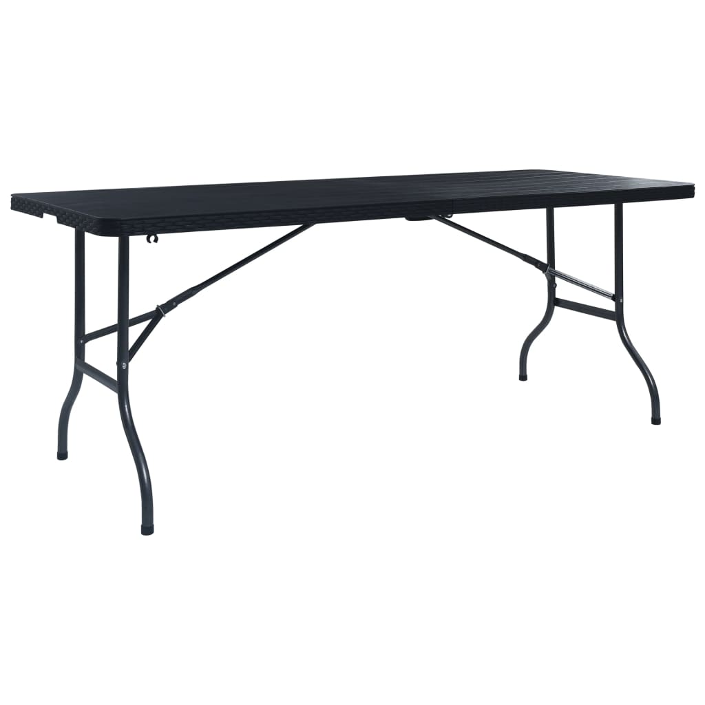 vidaXL Folding Patio Table Black 70.9"x29.5"x28.3" HDPE Imitation Rattan