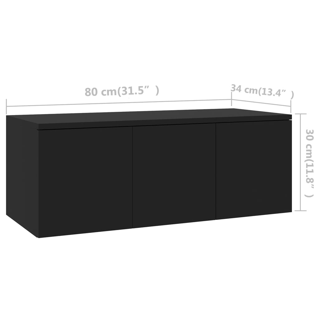 vidaXL TV Stand Black 31.5"x13.4"x11.8" Engineered Wood