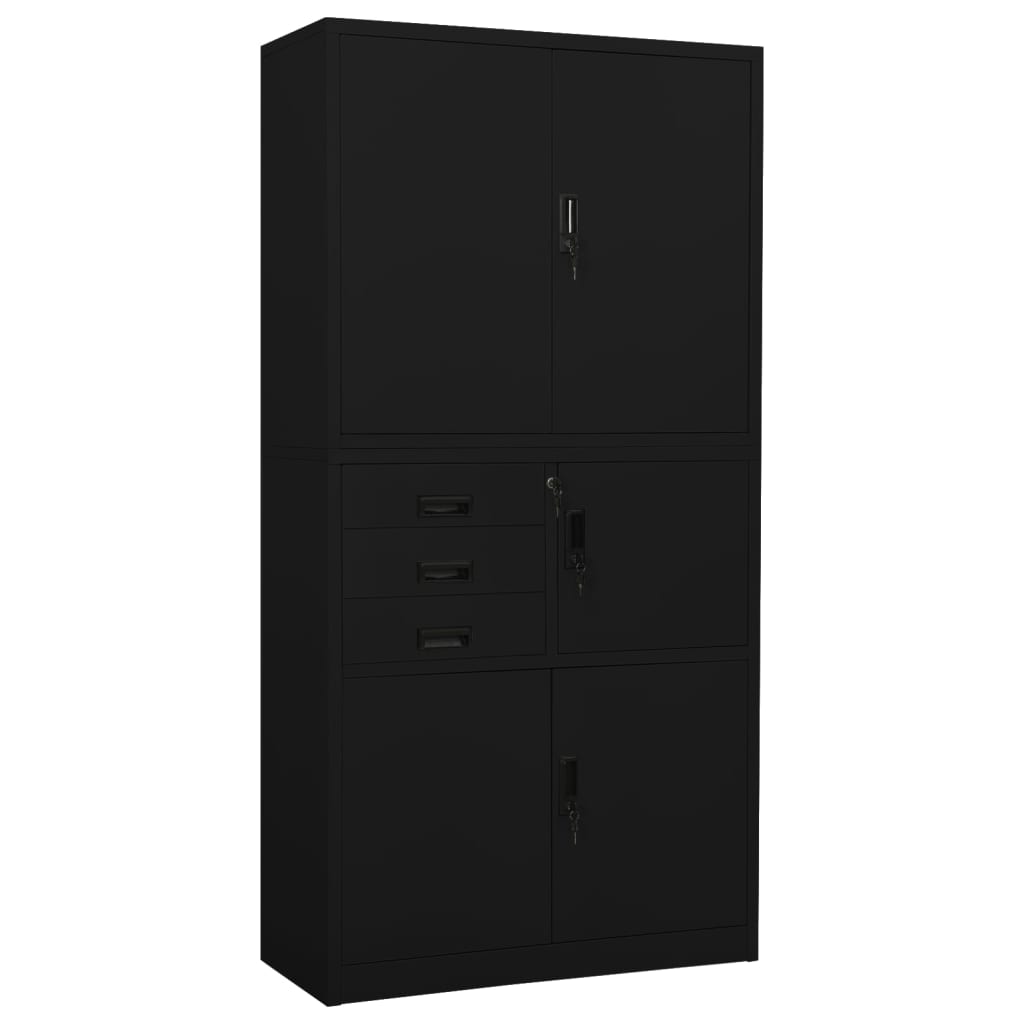 vidaXL Office Cabinet Black 35.4"x15.7"x70.9" Steel