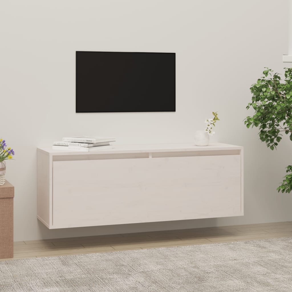 vidaXL Wall Cabinet White 39.4"x11.8"x13.8" Solid Wood Pine