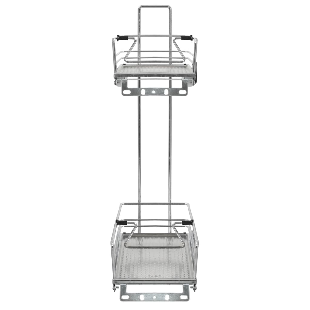vidaXL 2-Tier Pull-out Kitchen Wire Basket Silver 18.5"x5.9"x21.5"