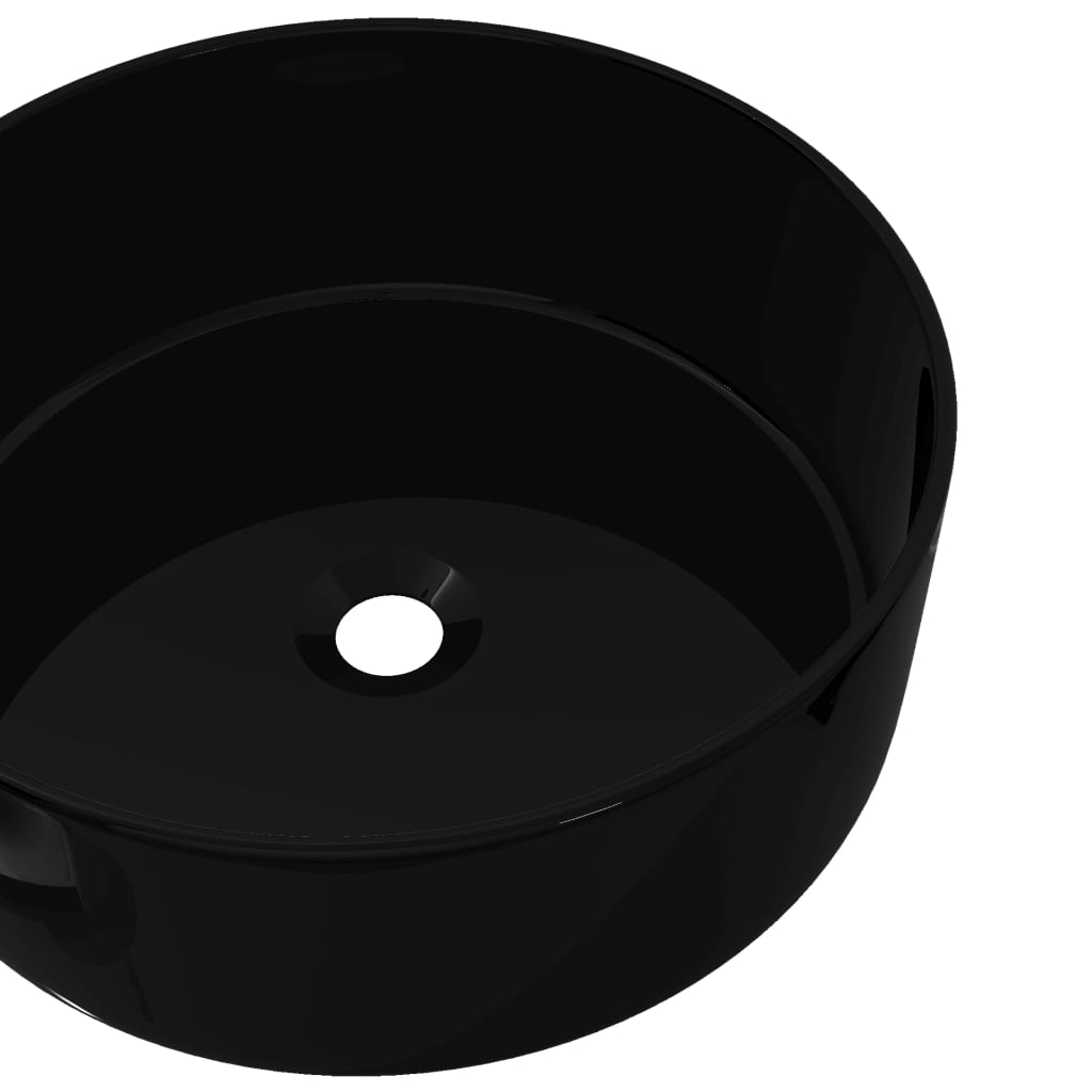 vidaXL Basin Ceramic Round Black 15.7"x5.9"