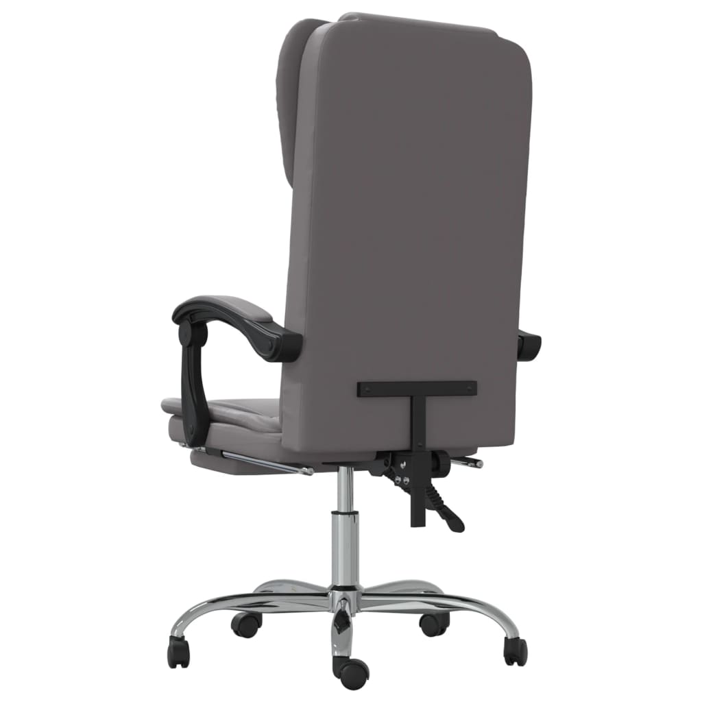 vidaXL Reclining Office Chair Gray Faux Leather