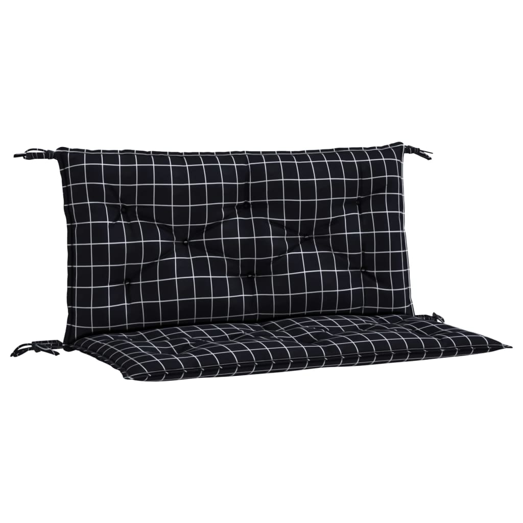 vidaXL Garden Bench Cushions 2pcs Black Check Pattern 39.4"x19.7"x2.8" Fabric